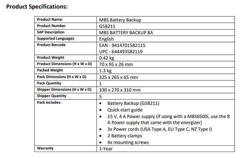 Load image into Gallery viewer, MBS Battery Backup
